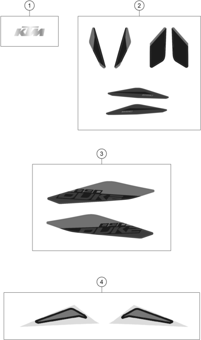 vue éclatée kit déco - ktm 890 duke, orange eu 2021