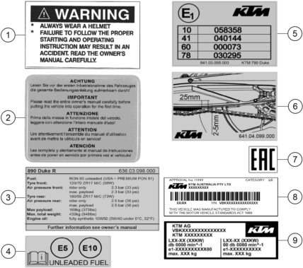 vue éclatée technic information sticker - ktm 890 duke, black eu 2021