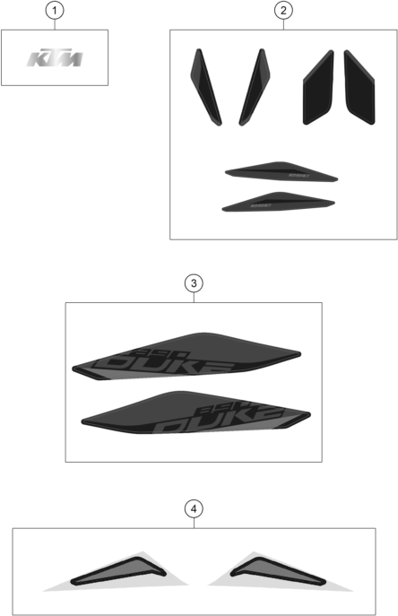 vue éclatée kit déco - ktm 890 duke, black eu 2021