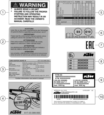 vue éclatée technic information sticker - ktm 1290 super duke r, orange eu 2021