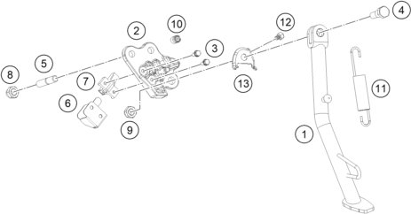 vue éclatée béquille latérale / béquille centrale - ktm 390 adventure, white th 2021
