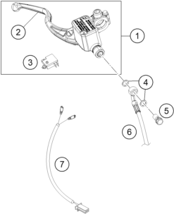 vue éclatée maître cylindre de frein - ktm 200 duke, orange, abs-ckd my 2021