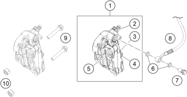 vue éclatée étrier de frein avant - ktm 250 duke, black ckd my 2021