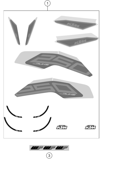 vue éclatée kit déco - ktm 250 duke, black ckd my 2021
