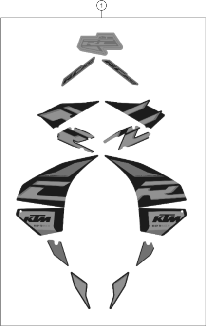 vue éclatée kit déco - ktm rc 200, black, w/o abs - ckd my 2021