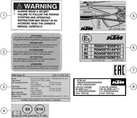 vue éclatée technic information sticker - ktm 890 duke l, black eu 2021