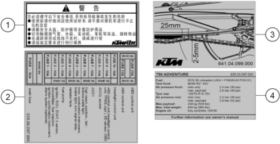 vue éclatée technic information sticker - ktm 790 adventure, orange cn 2020
