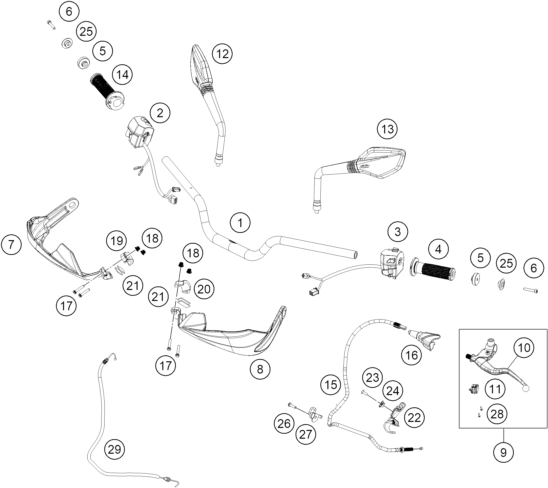 vue éclatée guidon, armatures - ktm 250 adventure, orange - ckd co 2021