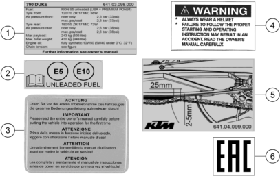 vue éclatée technic information sticker - ktm 790 duke, orange - ckd ph 2021