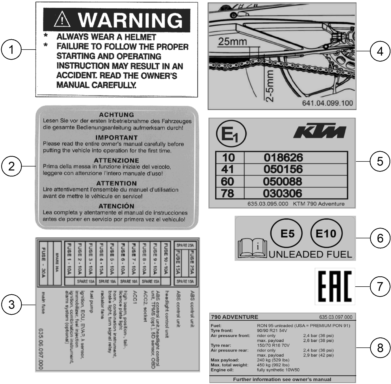 vue éclatée technic information sticker - ktm 790 adventure, orange 2021