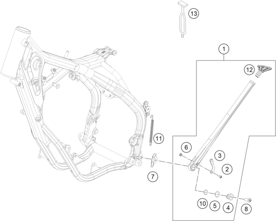 vue éclatée béquille latérale / béquille centrale - ktm 300 exc six days tpi ckd cn 2021