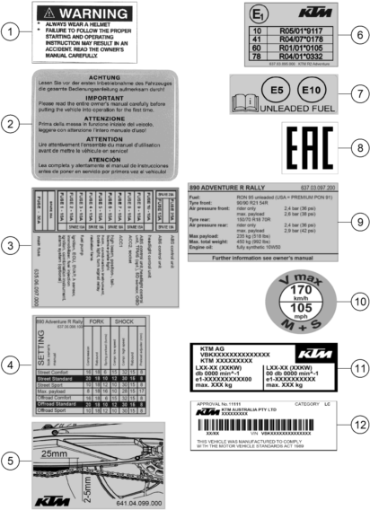 vue éclatée technic information sticker - ktm 890 adventure r rally eu 2021
