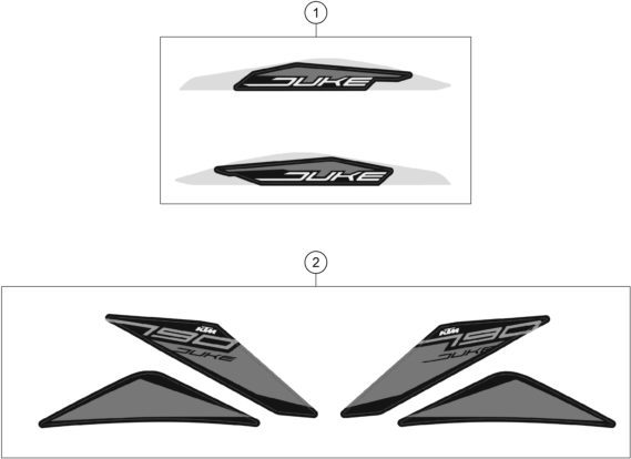 vue éclatée kit déco - ktm 790 duke, black 2020