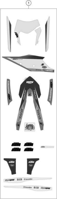 vue éclatée kit déco - ktm 350 exc-f factory edition eu 2022