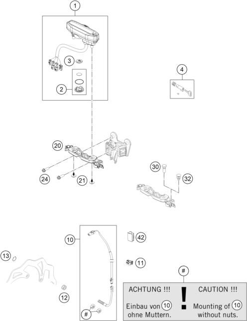 vue éclatée instruments / système de verrouillage - ktm 350 exc-f eu 2022