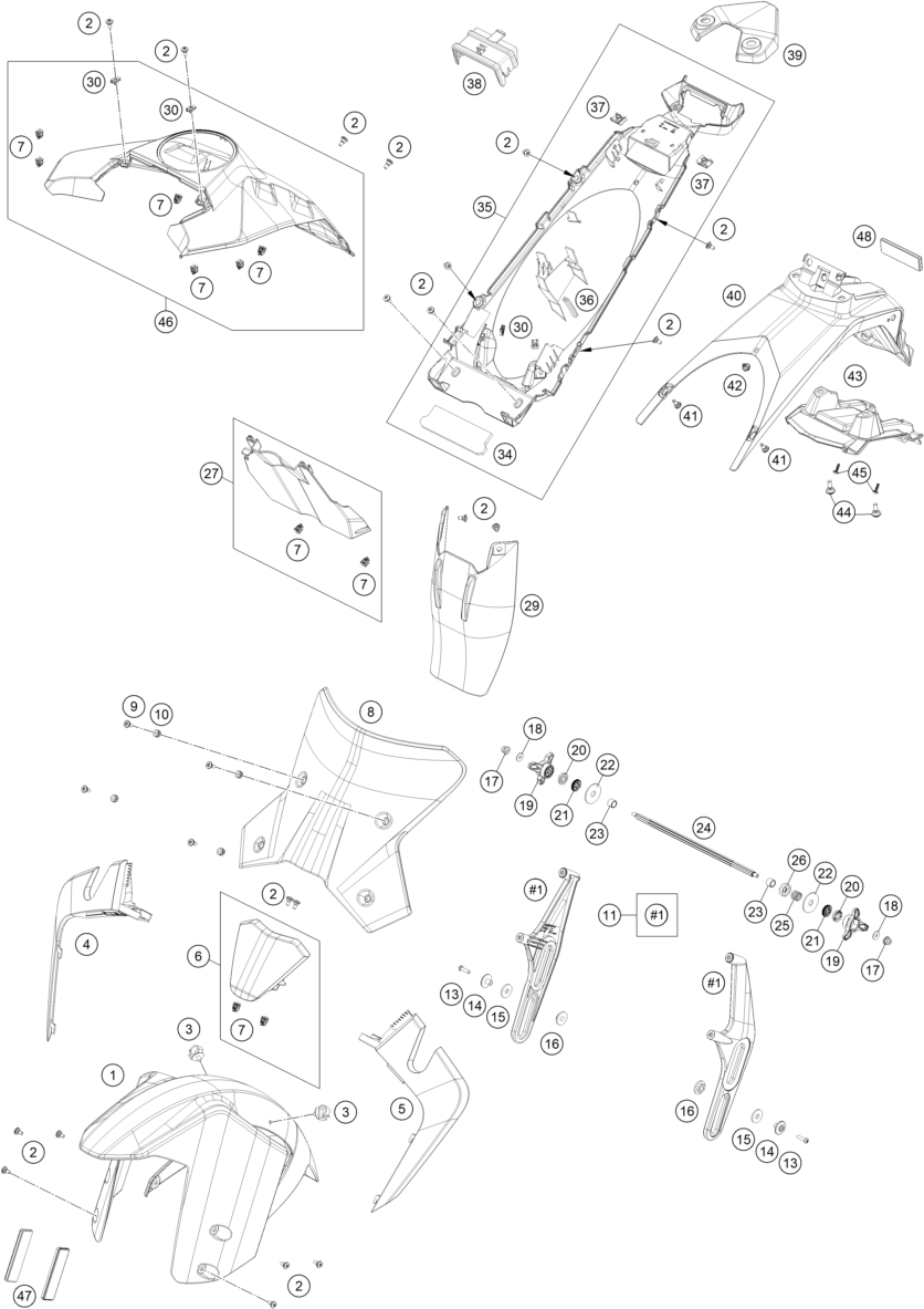 vue éclatée plaque, garde-boue - ktm 1290 super adventure s, black eu 2022