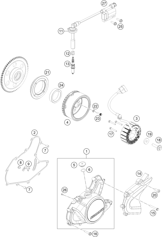 vue éclatée système de allumage - ktm 200 duke, black, w/o abs - ckd co 2022