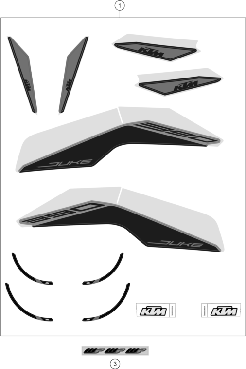vue éclatée kit déco - ktm 390 duke, silver - ckd ph 2022