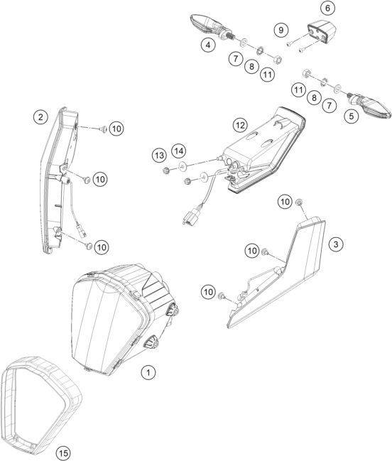 vue éclatée éclairage - ktm rc 125, black eu 2022