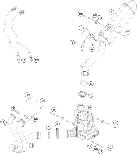 vue éclatée système d'echappement - ktm 790 adventure r - ckd ph 2022