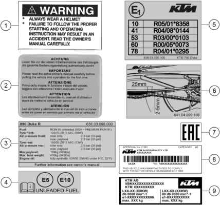 vue éclatée technic information sticker - ktm 890 duke, black eu 2022