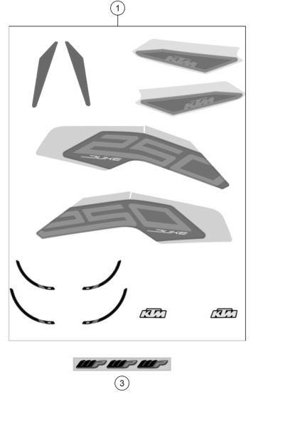 vue éclatée kit déco - ktm 250 duke, black cn 2022