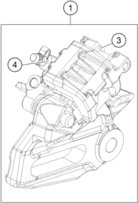 vue éclatée étrier de frein arrière - ktm ktmr2r rc 390, orange cn 2022