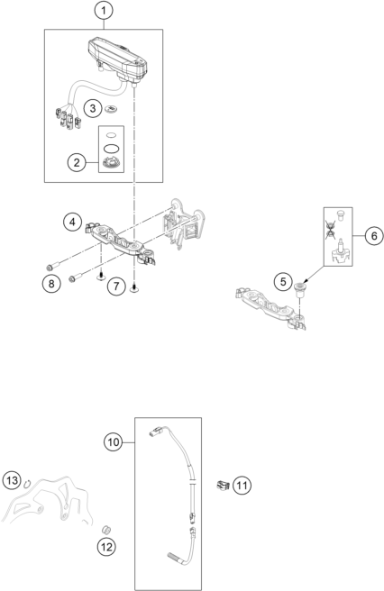 vue éclatée instruments / système de verrouillage - ktm 350 exc-f six days 2022