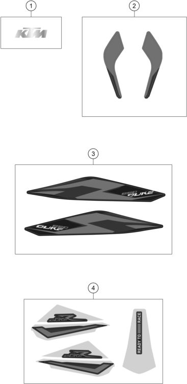 vue éclatée kit déco - ktm 890 duke r ckd cn 2022