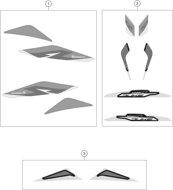 vue éclatée kit déco - ktm 890 duke r eu5 kr 202 eu 2020