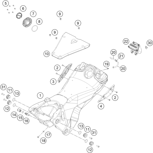 vue éclatée réservoir, selle - ktm rc 8c eu 2022