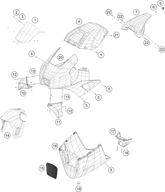 vue éclatée carénage - ktm rc 8c eu 2022