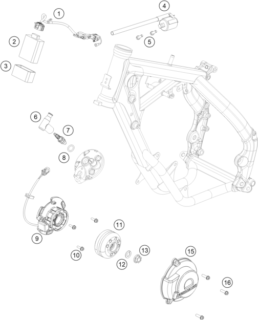 vue éclatée système de allumage - ktm 65 sx eu 2023