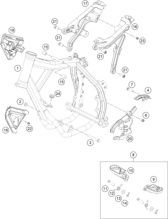 vue éclatée cadre - ktm sx-e 5 eu 2023