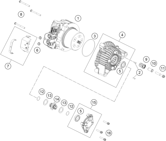 vue éclatée carter moteur - ktm sx-e 5 eu 2023