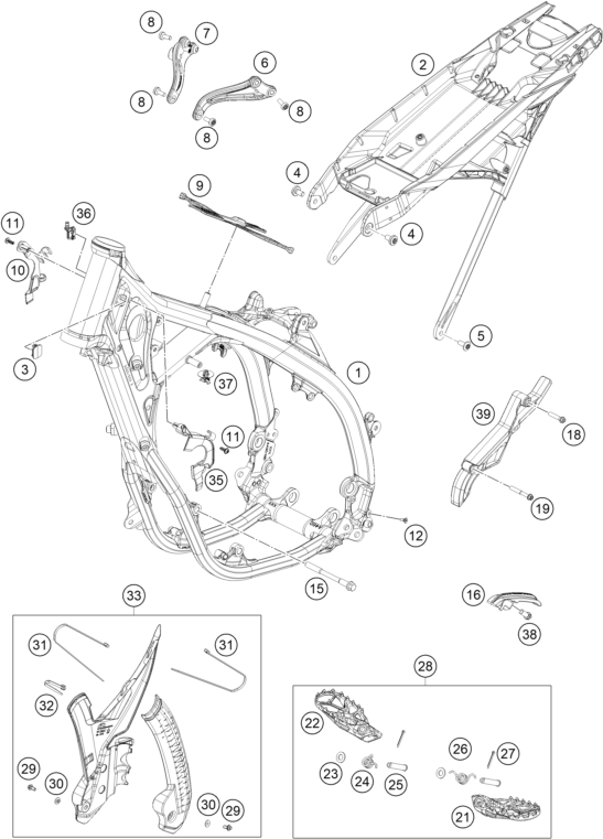 vue éclatée cadre - ktm 300 sx eu 2023