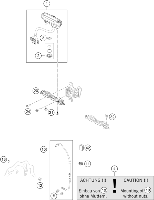 vue éclatée instruments / système de verrouillage - ktm 350 exc-f six days ckd 2023