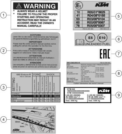 vue éclatée technic information sticker - ktm 690 enduro r eu 2023