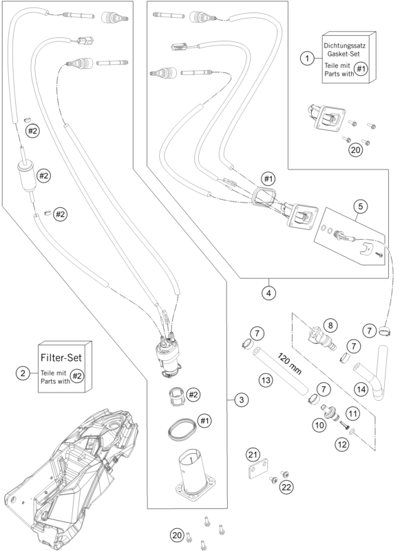 vue éclatée pompe à essence - ktm 690 smc r eu 2023