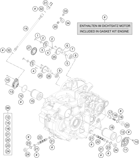 vue éclatée système de lubrification - ktm 690 smc r eu 2023