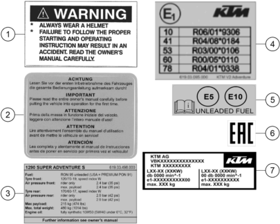 vue éclatée technic information sticker - ktm 1290 super adventure s, grey eu 2023