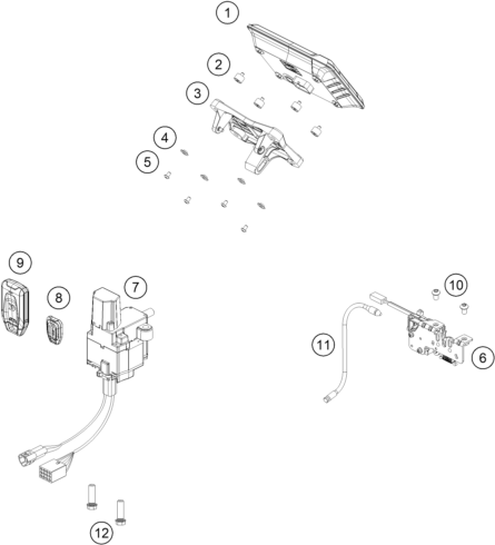 vue éclatée instruments / système de verrouillage - ktm 1290 super adventure r eu 2023