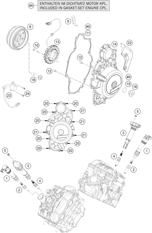 vue éclatée système de allumage - ktm 1290 super adventure r ot eu 2023