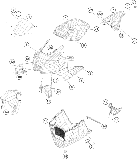 vue éclatée carénage - ktm rc 8c 2023