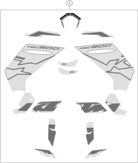 vue éclatée kit déco - ktm rc 200, silver - ckd ph 2023