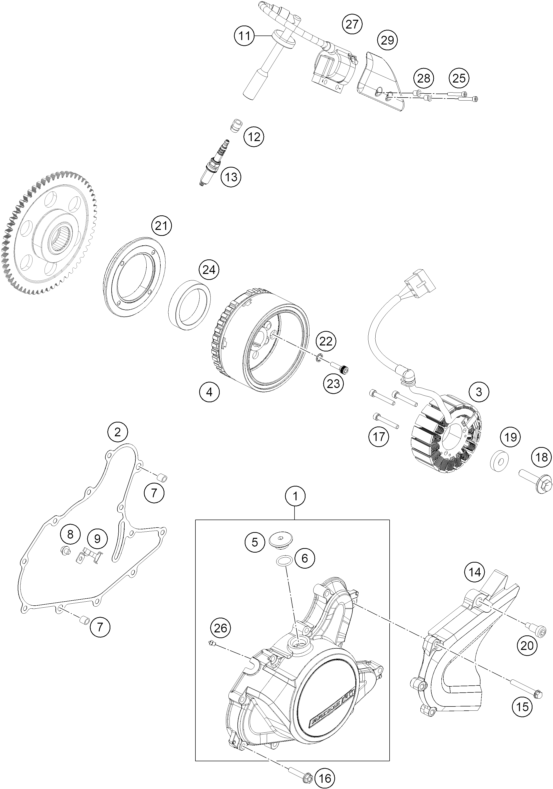 vue éclatée système de allumage - ktm 200 duke, grey 2023