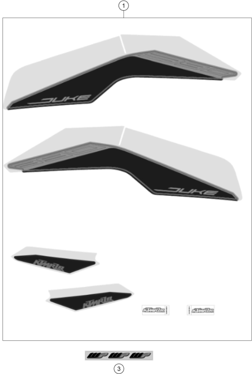 vue éclatée kit déco - ktm ktmr2r 390 duke, grey, w/o drl cn 2023