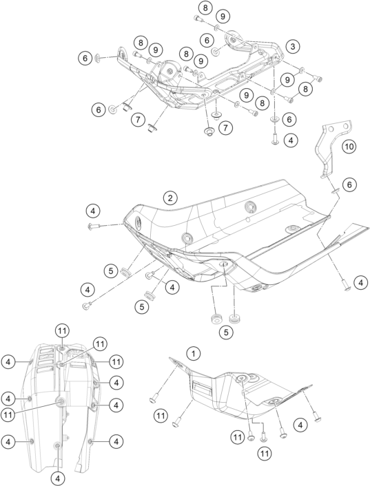 vue éclatée carénage - ktm 390 adventure, black eu 2023