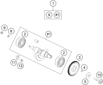 vue éclatée arbre d'équilibrage - ktm 390 adventure, black eu 2023