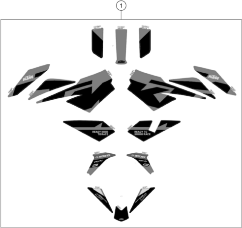 vue éclatée kit déco - ktm 890 duke gp, orange eu 2022